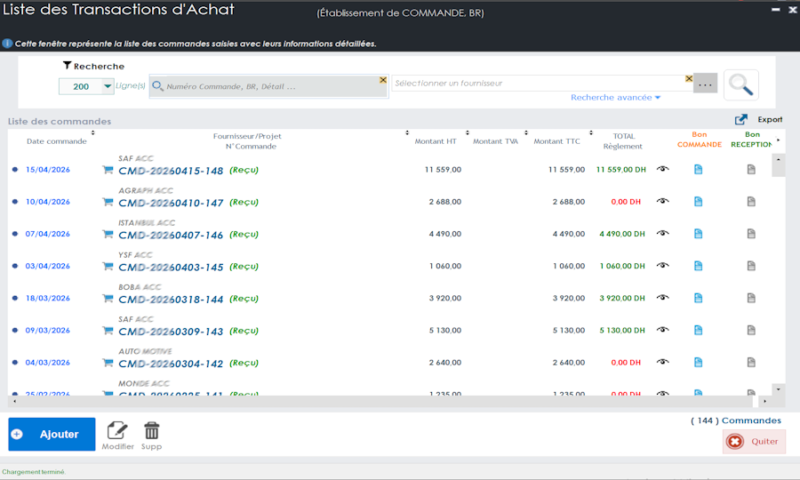 Module gestion des achats GenyCom